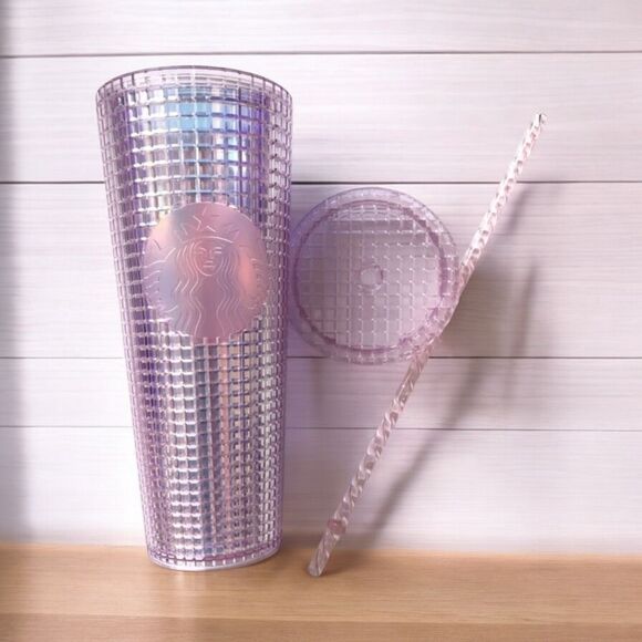 ✨Starbucks Pink/Purple Grid Tumbler Cup 24 oz Holiday 2020✨ - Picture 2 of 7
